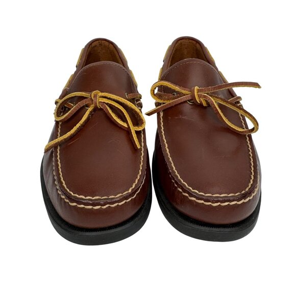 Eastland Brown Leather Boat Shoes‎ Moc Toe & Lace Detail Style Yarmouth Size 10W - Picture 5 of 12
